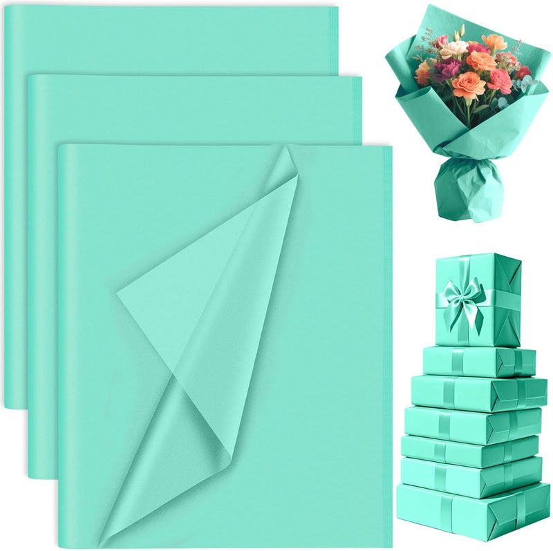 PLULON 60 Sheets Mint Green Tissue Paper for Gift Bags, Gift Wrapping Tissue Paper Bulk for Packaging 14 x 20 Inch Art Crafts Decorative Floral Wedding Birthday Party Decor - Image 1